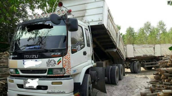 ขายรถบรรทุกพ่วงดัมพ์ ISUZU เครื่อง 320 แรง ปี 49 แม่ลูกดัมพ์สามมิตร ลูก 3 เพลาแท้