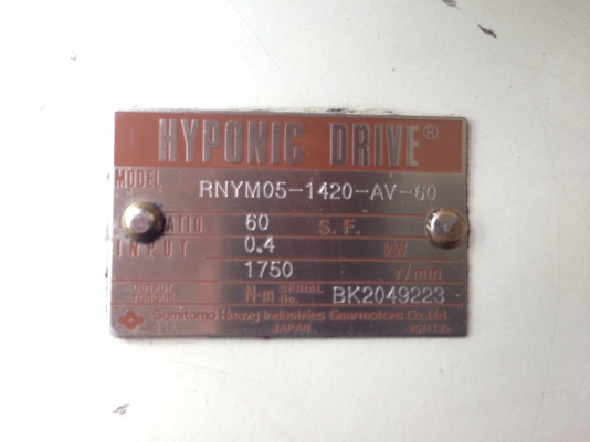 ขายมอเตอร์เกียร์ Hyponic drive Sumitomo 0.5HP. 380V อัตราทด 1:60 เพลาออกประมาณ 24รอบต่อนาที สภาพสวยมาก วิ่งนิ่ม พร้อมใช้งาน