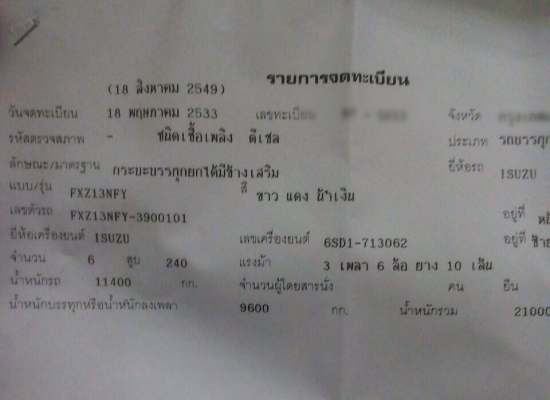 ขายรถสิบล้อดัมพ์ ISUZU FXZ13NFY เครื่อง 6SD1-240 แรง ปี 33 รถใช้งานอยู่ ทะเบียนพร้อม