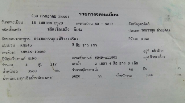หกล้อ ฮีโน่ KM545 WO4D117แรง เครน TANADO 2.5ตัน ช่วงยาว5ม สภาพดีเดิมๆพร้อมใช้ เล่มทะเบียนพร้อมโอน