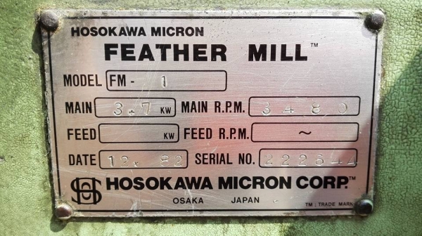 เครื่องบดสับระเอียด HOSOKAWA MICRON JAPAN ห้องบดใบสับเป็นสแตนเลส สภาพใหม่พร้อมใช้งาน.