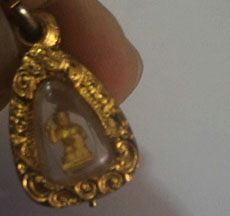 นางกวัก เนื้อทองพ่นทรายจิ๋ว พร้อมกรอบ