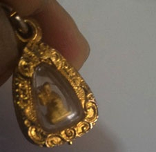 นางกวัก เนื้อทองพ่นทรายจิ๋ว พร้อมกรอบ