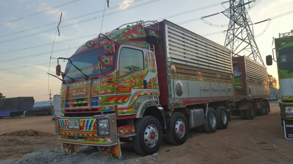 ISUZU FXZ360 ปี 56  ดั๊มพ์พืชไร่ พ่วงแม่ลูก 3 เพลา อู่ส.สมบัติ