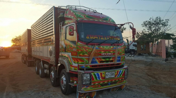 ISUZU FXZ360 ปี 56  ดั๊มพ์พืชไร่ พ่วงแม่ลูก 3 เพลา อู่ส.สมบัติ