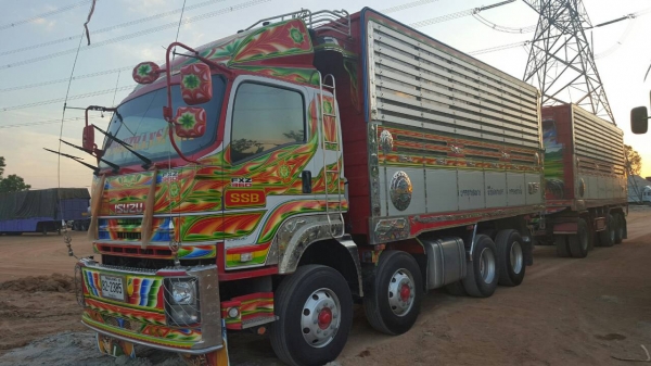 ISUZU FXZ360 ปี 56  ดั๊มพ์พืชไร่ พ่วงแม่ลูก 3 เพลา อู่ส.สมบัติ