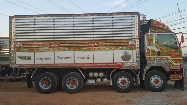 ISUZU FXZ360 ปี 56  ดั๊มพ์พืชไร่ พ่วงแม่ลูก 3 เพลา อู่ส.สมบัติ