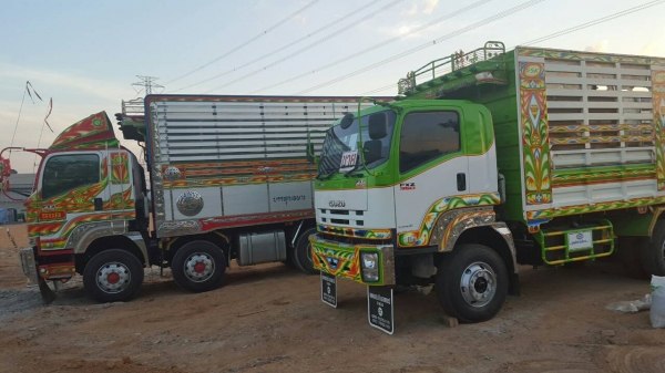 ISUZU FXZ360 ปี 56  ดั๊มพ์พืชไร่ พ่วงแม่ลูก 3 เพลา อู่สมศักดิ์ชลบุรี