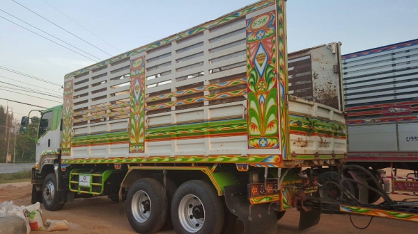 ISUZU FXZ360 ปี 56  ดั๊มพ์พืชไร่ พ่วงแม่ลูก 3 เพลา อู่สมศักดิ์ชลบุรี