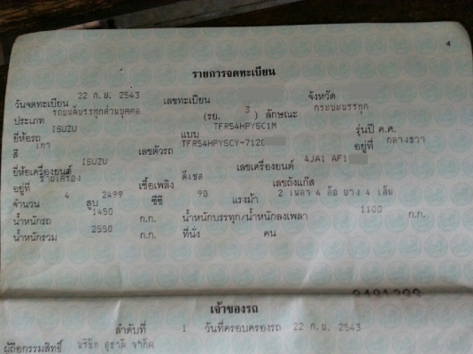 รถกระบะแค๊บ ISUZU รุ่น SLX เครื่อง 2500 CC .  90 แรงม้า TURBO  ปีจดทะเบียน  2543