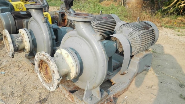 ปั้มน้ำหอยโข่ง EBARA JAPAN ใบพัดทองเหลือง เข้า 5"- 4" มอเตอร์ Mitsubishi 40 HP สภาพใหม่มาก 95\% พร้อมใช้งาน