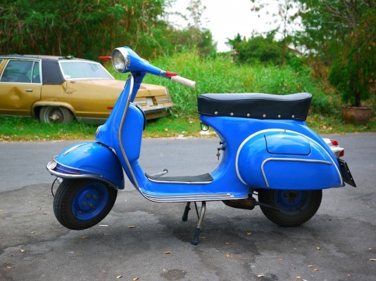 ขาย Vespa 64 อินเดีย หัว 59 พร้อมทะเบียนแท้โอนขนส่ง สีทำมาใหม่ไม่มีผุสภาพสวยมาก