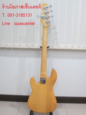 เบสไฟฟ้า 5 สาย ยี่ห้อ Overdrive สีไม้ ของใหม่ ทรงแจ๊สเบส ขายถูก