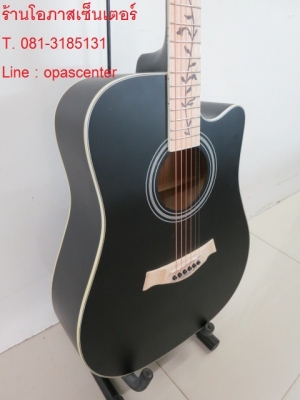 กีต้าร์โปร่งเว้า Enya รุ่น ED-15 สีดำ ขัดด้าน คอลายดอก สวยมาก ของใหม่ มือหนึ่ง