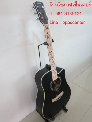 กีต้าร์โปร่งเว้า Enya รุ่น ED-15 สีดำ ขัดด้าน คอลายดอก สวยมาก ของใหม่ มือหนึ่ง