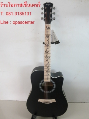 กีต้าร์โปร่งเว้า Enya รุ่น ED-15 สีดำ ขัดด้าน คอลายดอก สวยมาก ของใหม่ มือหนึ่ง