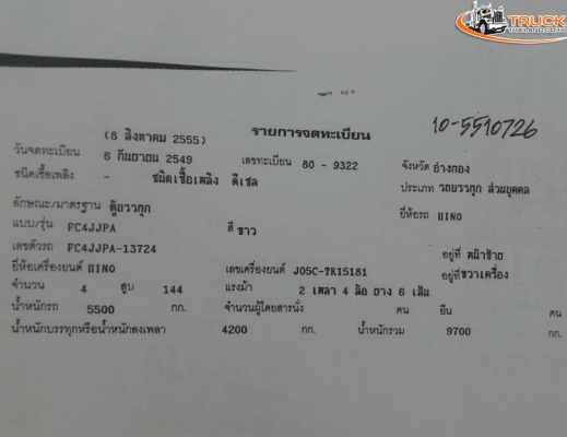 ขาย รถ6ล้อตู้เย็น ติดตั้งเครื่องทำความเย็น/HINO/รุ่น FC4J/144 แรงม้า/ปี49 ขาย รถ6ล้อตู้เย็น ติดตั้งเครื่องทำความเย็น/HINO/รุ่น FC4J/144 แรงม้า/ปี49