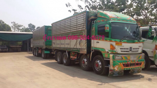 ขายรถพ่วง 24 ล้อ Hino เครื่อง 344 แรง พ.ย.ปี 56 เฟืองเร็ว กระบะดัมพ์มิเนียมแม่ลูก อู่ ส.สมบัติ ลูก 3 เพลาแท้ ทะเบียนพร้อม