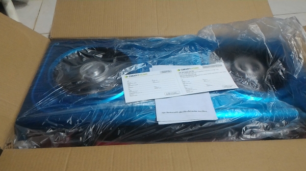 เตาแก็สสแตนเลสหัวคู่ของใหม่  ยี่ห้อ SMART HOME (มีตัวเดียว) อุปกรณ์ครบพร้อมใช้งาน มีคูมือประประกันในกล่อง