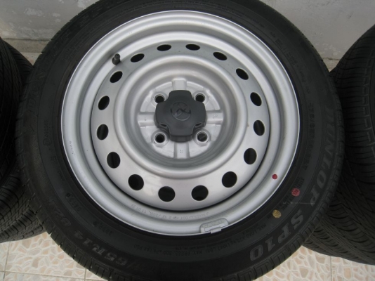 ขายกะทะล้อ toyota vios 14" 4/100 +ฝาครอบ+ยางปี13(081-3747940)