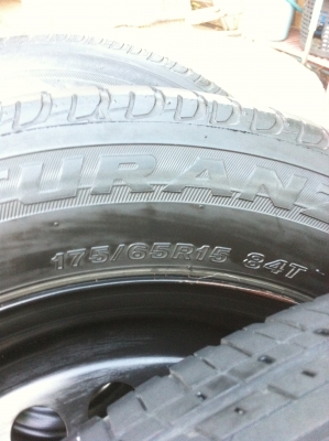 ขายกะทะเหล็กขอบ15พร้อมยางบริสโตน1756515และฝาครอบ 4 รู100