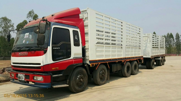 ขายรถพ่วง 24 ล้อ แม่-ลูก กระบะเหล็กคอกเกษตรไม่ดั้ม อู่.มีโชครุ่งเรืองกิจ ISUZU  GIGA เครื่อง 6WA1-350 แรง ราคา.1380000 สนใจรีบจองด่วน