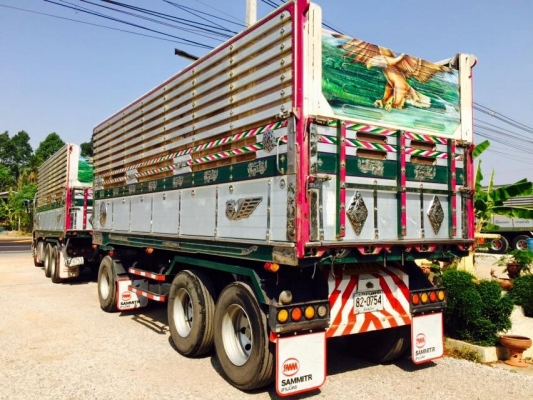 ขายรถพ่วง 22 ล้อ Hino เครื่อง 380 แรง ปี 55 กระบะดัพม์มิเนียมแม่ลูก อู่สามมิตร ลูก 3 เพลา ยาว 6.50 เมตร ไมล์ 190,xxx ยางเต็ม พร้อมใช้งาน