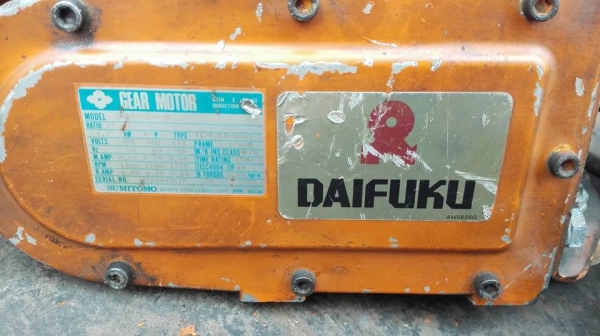 *** Sold *** มอเตอร์เกียร์ตัวเดินเครนรางบีม DAIFUKU GEAR SUMITOMO มีเบรค 380V ทด 1:21 ความเร็ว 70 RPM. สดนอกลงตู้พร้อมใช้!!
