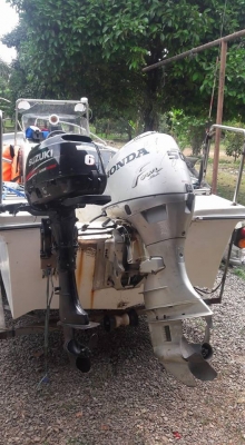 ขายเรือ 16 ฟุต พร้อมทะเบียน เครื่อง honda 50 โฟร์ / suzuki 6 hp โฟร์