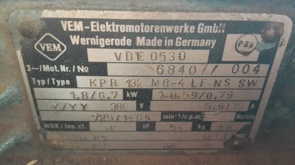 ** เหลือ 2 ตัว ** มอเตอร์ VEM Made in Germany รุ่นหนัก 10 HP 380V รอบ 725/1450 RPM วิ่งเงียบทุกตัวมาเทสก่อนได้!!