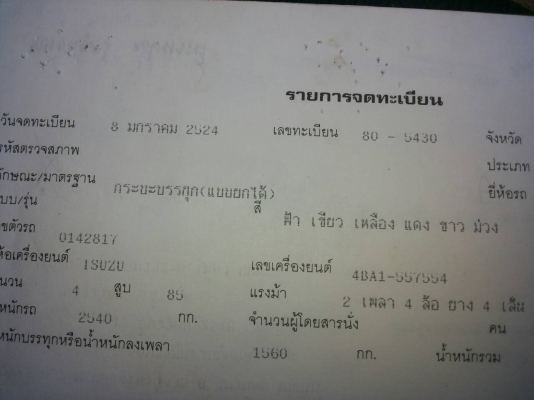 รถบรรทุก 4 ล้อใหญ่ ISUZU ปี 24 ดั๊มพ์ได้เครื่อง 85 แรง ราคา 165,000 บ. (ต่อรอง) รถอยู่สระบุรี
