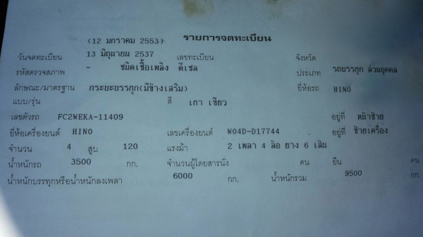 รถฮีโน่ 6 ล้อ รั้ว ( ไม่ดั้ม )  FC2W  120 แรงม้า. ปี 39.     สนใจติดต่อ  081 - 6079515