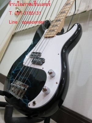 เบสไฟฟ้า 4 สาย ASURA ของใหม่ สีดำ ลายสายฟ้าผ่า ทรง Precision Bass ขายถูก
