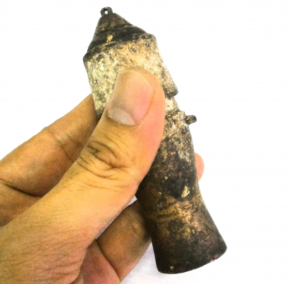 เต้าปูนลายเรียบเดินเส้นขวาง ทองเหลืองโบราณ งามแบบพื้นบ้านอีสานแท้ๆ