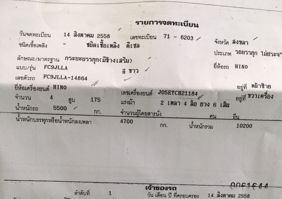 ขาย6ล้อ HINO.MAGA FC 9J Euro3. DOMINATOR. 500 รุ่นใหม่ล่าสุด เครื่องคอมมอลเรล175 เเรง วิ่ง12,000 กิโลเมตร รถห้างเเท้ๆ กะบะเหล็กพร้อมคอกสูงๆยาว6.50 เมตรภายในสีดำ เเอร์เเบล็คเบรคทิฟฟี่ จดทะเบียนปลายปี 2558 (2015) สภาพป้ายเเดงใครต้องการไม่ผิดหวังราคา1,350,00