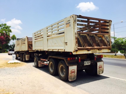 ขายรถพ่วง 22 ล้อ Hino เครื่อง 344 แรง ปี 56 ไมล์ 8x,xxx ยางเต็มทุกเส้น ดัมพ์สามมิตรแม่ลูก ลูก 3 เพลาแท้ สวยสดพร้อมใช้งาน ราคา 2,880,000 บาท