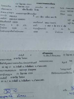 6ล้ออีชุFRRเครื่อง6BGเทอรโบอินเตอร พวงมาลัยเพาเวอเบครจิฟฟี ยาว6.50.มรถพร้อมไช้เอกสารพร้อมโอน