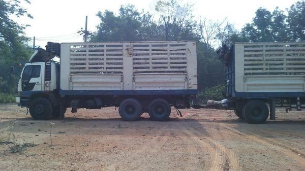 ขายรถพ่วง 20 ล้อ แม่-ลูก กระบะเหล็กคอกเกษตรไม่ดั้ม HINO FN1M วางเครื่อง.P11C-320 แรง ราคา.1200000 สนใจรีบจองด่วน