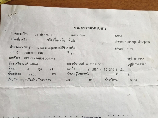 รถอีซูซุ 6 ล้อดั้ม FRR 210 แรงม้า  ปี 57.  ( รถวิ่ง 53,xxx กม. )     สนใจติดต่อ  081 - 6079515