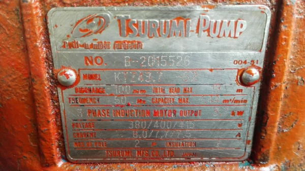 **** Sold **** ปั้มแช่ไดโว่ Tsurumi Made in Japan 5 HP 380V ท่อ 3" สภาพสวยวิ่งเงียบมาเทสก่อนได้