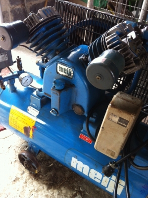 80 ลิตร MADE In JAPAN ขายปั้มลมเมจิ 2 แรง 2 หัว ไฟบ้าน220 Volt มอเตอร์มิตซู ใช้งานปกติ แมกเนติกมิตซู