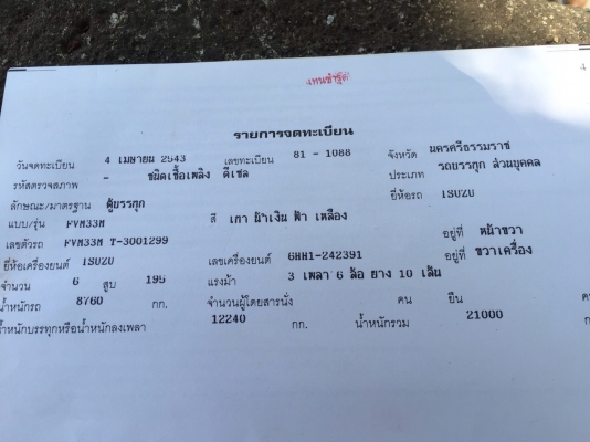 ขายรถสิบล้อตู้เปียก 195 ปี 43