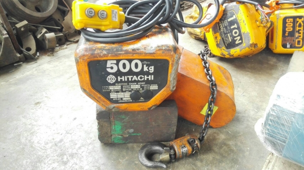 **** ขายแล้วครับ!! **** รอกโซ่ไฟฟ้า HITACHI 500 kg. 380V โซ่ยาว 6 m. อุปกรณ์ครบดึงนุ่มเงียบพร้อมใช้งาน