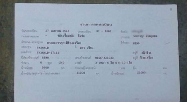 ขายรถพ่วงดัมพ์ Hino 3M เครื่องเดิม 240 แรง ปี 43 ลูก 3 เพลา พร้อมใช้งาน