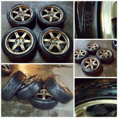 ขายล้อมือสอง17" TE37 7" 4รู100 ยางปี15 ราคา 12,500฿ ถูก