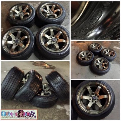 ขายล้อมือสอง15 TE37 ก้านยก 8" 4รู100-114 พร้อมยางปี13 ราคา 7,900฿