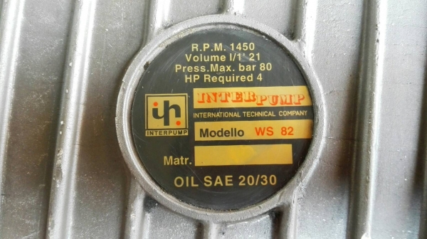 ** Sold ** ปั้มฉีดน้ำแรงดันสูง INTER PUMP Made in ITALY แรงดัน 80 bar. ไฟ 380V. สภาพกริ้บๆสีเดิมๆมาเทสได้