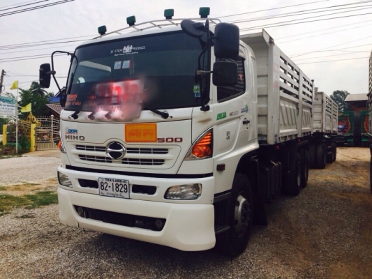 ขายรถบรรทุกพ่วง 22 ล้อ HINO เครื่อง 344 แรง ปี 55 กระบะดัมพฺสามมิตร ลูก 3 เพลา ทะเบียนพร้อม