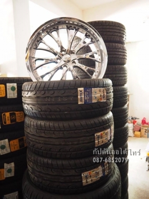 แม็กมือสอง สีโครเมี่ยม ขอบ20 5/114 กว้าง8.5 ออฟ40 พร้อมยางใหม่ ปี13  225/35R20
