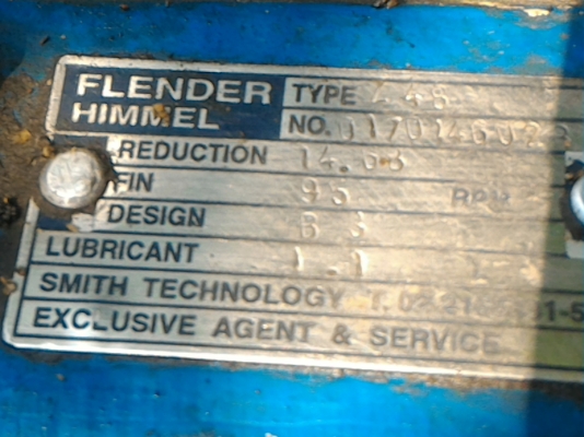 มอเตอร์เกียร์ทด FLENDER HIMMEL ขนาด 5.5 แรงม้า ของเยรมัน ทดแล้วหมุนที่  95 รอบต่อนาที แรงบิดเยอะขับโหลดได้เป็นตันๆ